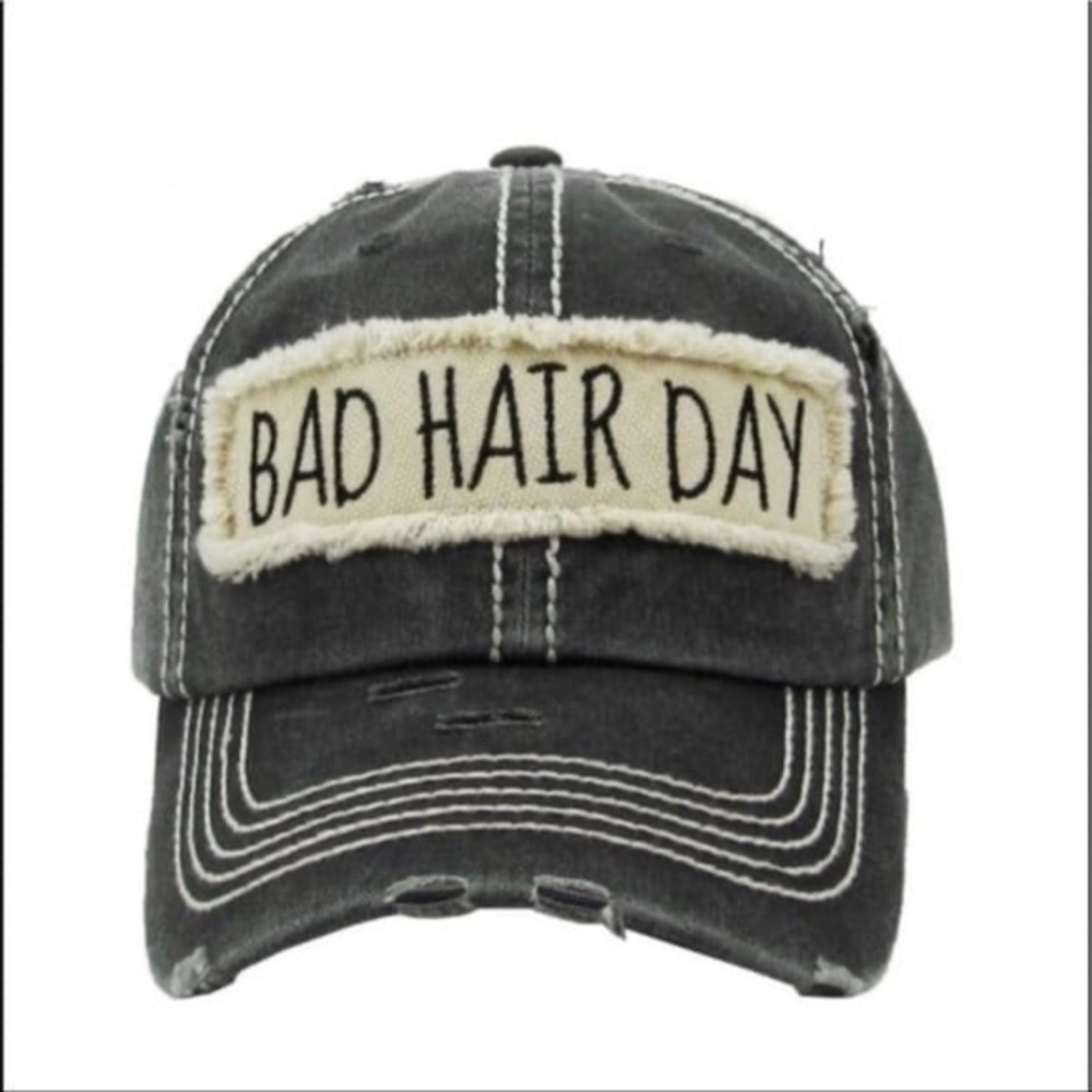 ETSY Distressed Bad Hair Day Baseball Cap, Bad Hair Day Hat, Ladies DAD HAT